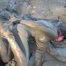 Jayce: Hogtied, Ball Gagged, Face Planting-Sinking in the Mud!
