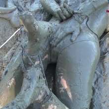 Jayce: Hogtied, Ball Gagged, Face Planting-Sinking in the Mud!