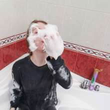 Wet Live Team: Nastya in a Wet Velor Suit and a Transparent White Tshirt