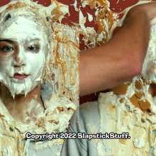 SlapstickStuff: Scarlet Takes 16 Pies, 3 Cakes and Slime... In A Hoodie?!