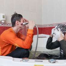 Wet Live Team: VIP Couple of Wet Guys in Jacuzzi, Shampoo and Hot Bodies