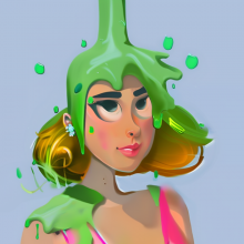 wammypinupart: green slimed!  (pinup cartoons)