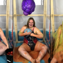 CheekyLuna: Cheekyluna's Gunge Balloon Popping In Two Tone Swimsuit