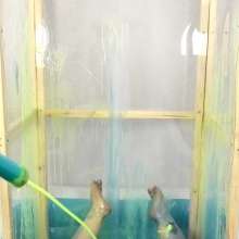 CheekyLuna: Cheekyluna's Red Swimsuit Handcuffed Under Gunge Tank