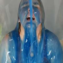 CheekyLuna: Cheekyluna's Red Swimsuit Handcuffed Under Gunge Tank