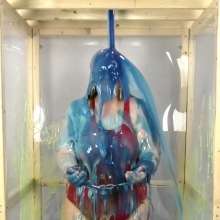 CheekyLuna: Cheekyluna's Red Swimsuit Handcuffed Under Gunge Tank