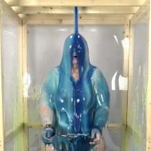 CheekyLuna: Cheekyluna's Red Swimsuit Handcuffed Under Gunge Tank