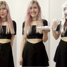 Mia_Mur: I Make a Pie Sandwich Wearing Cute Black Outfit