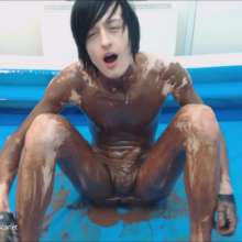 EmoGuyGunge: Playing in Chocolate Mess with Dildo (w/ Cum)