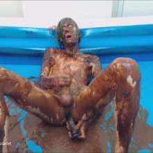 EmoGuyGunge: Playing in Chocolate Mess with Dildo (w/ Cum)