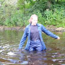 DungeonMasterOne: Purity Goes River Wading in Jeans and a Denim Coat