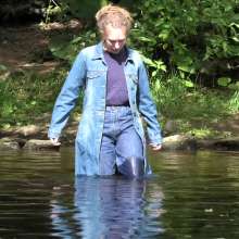DungeonMasterOne: Purity Goes River Wading in Jeans and a Denim Coat
