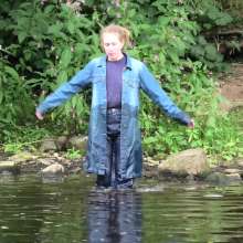 DungeonMasterOne: Purity Goes River Wading in Jeans and a Denim Coat