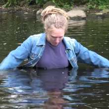 DungeonMasterOne: Purity Goes River Wading in Jeans and a Denim Coat