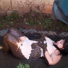 Darkabyss445: White Dress Ruined in Sensual Mud Play