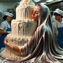 splathair2020: AI 1960s wedding cake and ladies