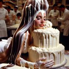 splathair2020: AI 1960s wedding cake and ladies