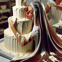 splathair2020: AI 1960s wedding cake and ladies