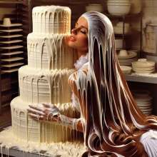 splathair2020: AI 1960s wedding cake and ladies