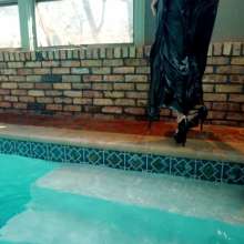 WetlookFashion: Angel Swimming in a Shiny Black Evening Gown