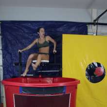 FunFilled Photography: Autumn's Dunk Tank Trivia in Leggings and Green Sports Bra!