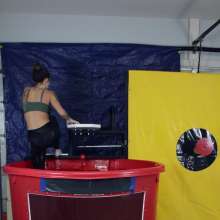 FunFilled Photography: Autumn's Dunk Tank Trivia in Leggings and Green Sports Bra!