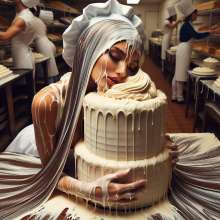 splathair2020: AI 1960s wedding cake and ladies