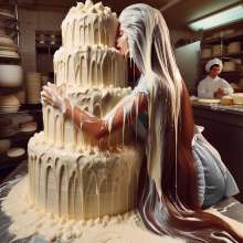 splathair2020: AI 1960s wedding cake and ladies