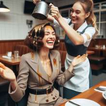 AW2: A couple of mischievous waitresses doing their thing