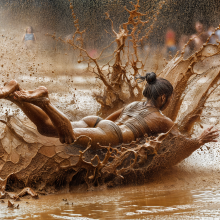 Bobographer: 'Mud Mountain' beach game show--biggest mud splash contest