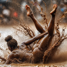 Bobographer: 'Mud Mountain' beach game show--biggest mud splash contest