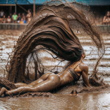 Bobographer: 'Mud Mountain' beach game show--the hair-toss contest
