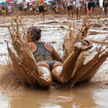 Bobographer: 'Mud Mountain' beach game show--biggest mud splash contest