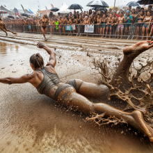 Bobographer: 'Mud Mountain' beach game show--race to slide down the hill