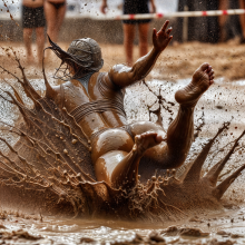 Bobographer: 'Mud Mountain' beach game show--biggest mud splash contest