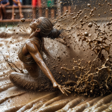 Bobographer: 'Mud Mountain' beach game show--biggest mud splash contest
