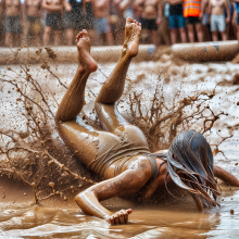 Bobographer: 'Mud Mountain' beach game show--biggest mud splash contest