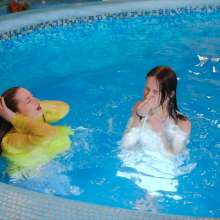 Wet Live Team: Girlfriends Getting Completely Wet in the Pool and Swimming