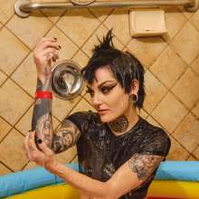 messyhot: Hex Gets Drenched in Clear Slime--and spanked with an acrylic paddle