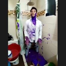 MessyGuys: Latin Hunk Cristian Gives Himself a Fully-clothed Paint Bath