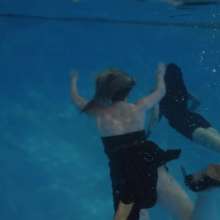WetlookFashion: Lexie and Mandi Hit Pool Wearing Faux Leather Dresses