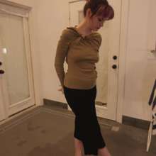 WetlookFashion: Petra Swims with You Wearing a Long Skirt and a Brown Top