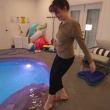 WetlookFashion: Petra Swims with You Wearing a Long Skirt and a Brown Top