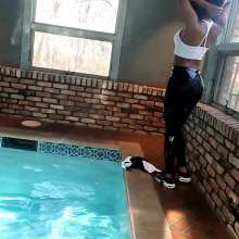 WetlookFashion: Rose Swims in a Matching Workout Set with a Jacket