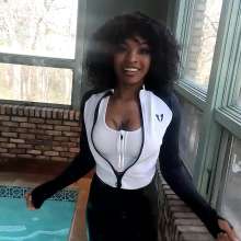 WetlookFashion: Rose Swims in a Matching Workout Set with a Jacket