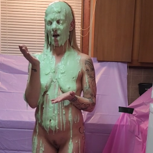 Slimed Models: New Slimed Model: MJ Takes Her First Sliming Nude