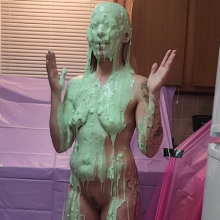 Slimed Models: New Slimed Model: MJ Takes Her First Sliming Nude