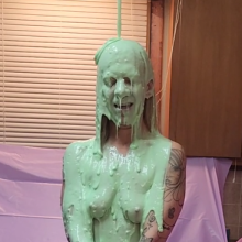 Slimed Models: New Slimed Model: MJ Takes Her First Sliming Nude