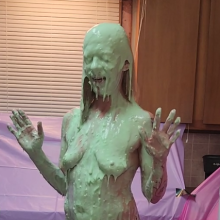 Slimed Models: New Slimed Model: MJ Takes Her First Sliming Nude