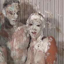 Anglefan: Jen Capone and Cristal Catalina have messy fun with a guy
